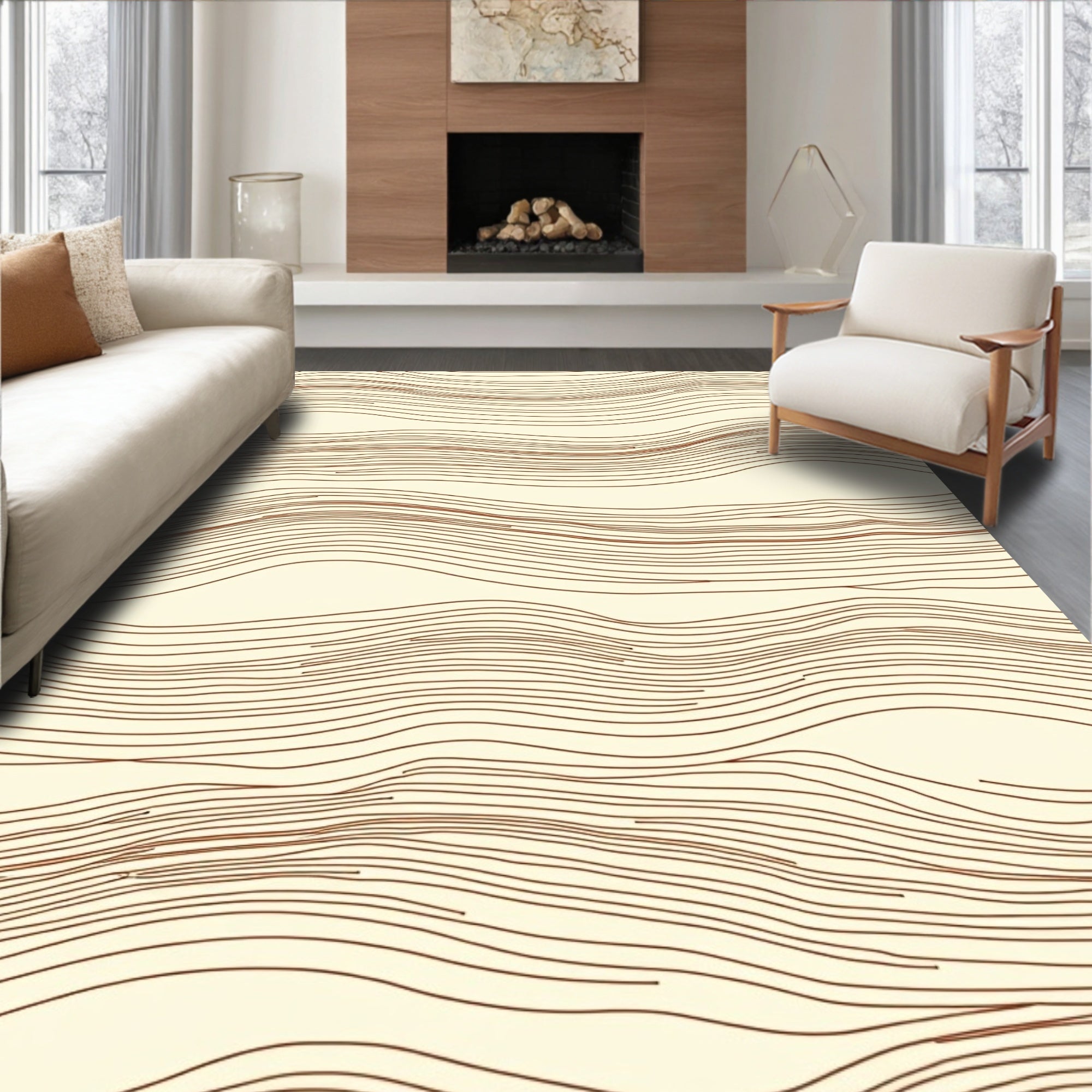 Abstract Wavy Stripe Pattern Rug
