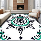 Mint Green Black Sunburst Design Rug