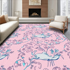 Whimsical Pink Floral Animal Garden Rug