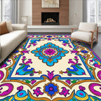 Vibrant Floral Medallion Style Rug