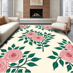 Pink Rose Floral Pattern Rug