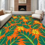 Tropical Leaf And Flower Pattern Rug