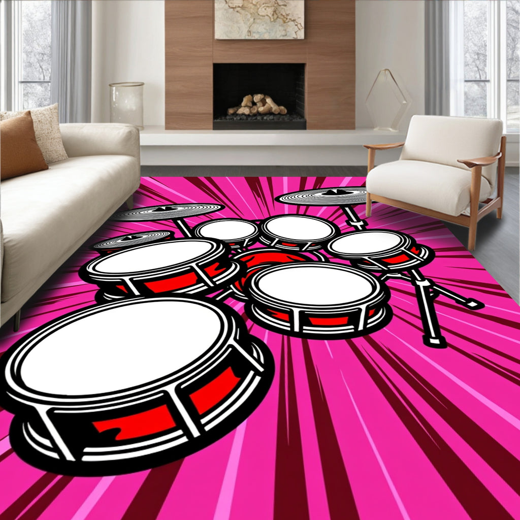 Retro Drum Set Pop Art Design Rug