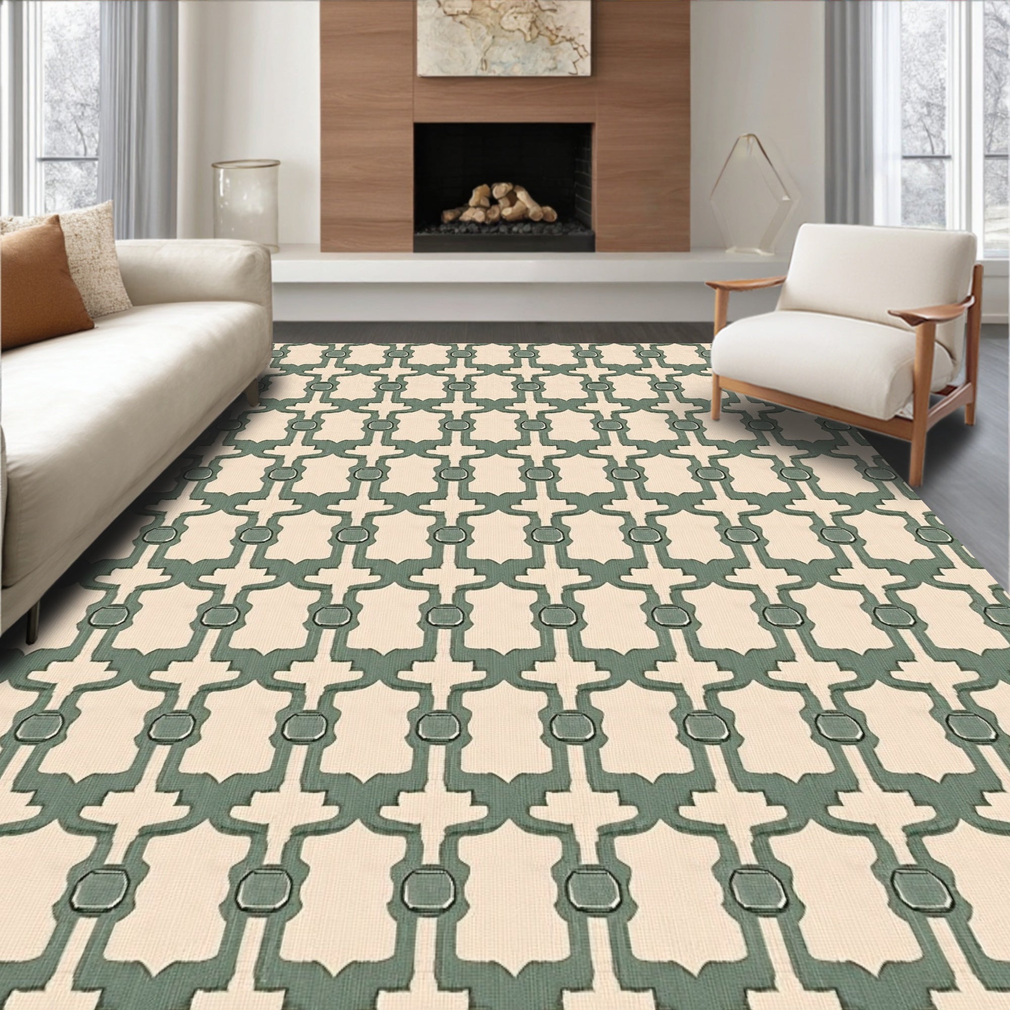 Savannah Gold Geometric Links Rug