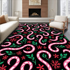 Candy Cane Swirl Red Green Black Rug
