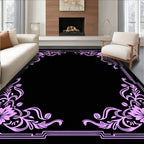 Lavender Floral Swirl Art Deco Design Rug