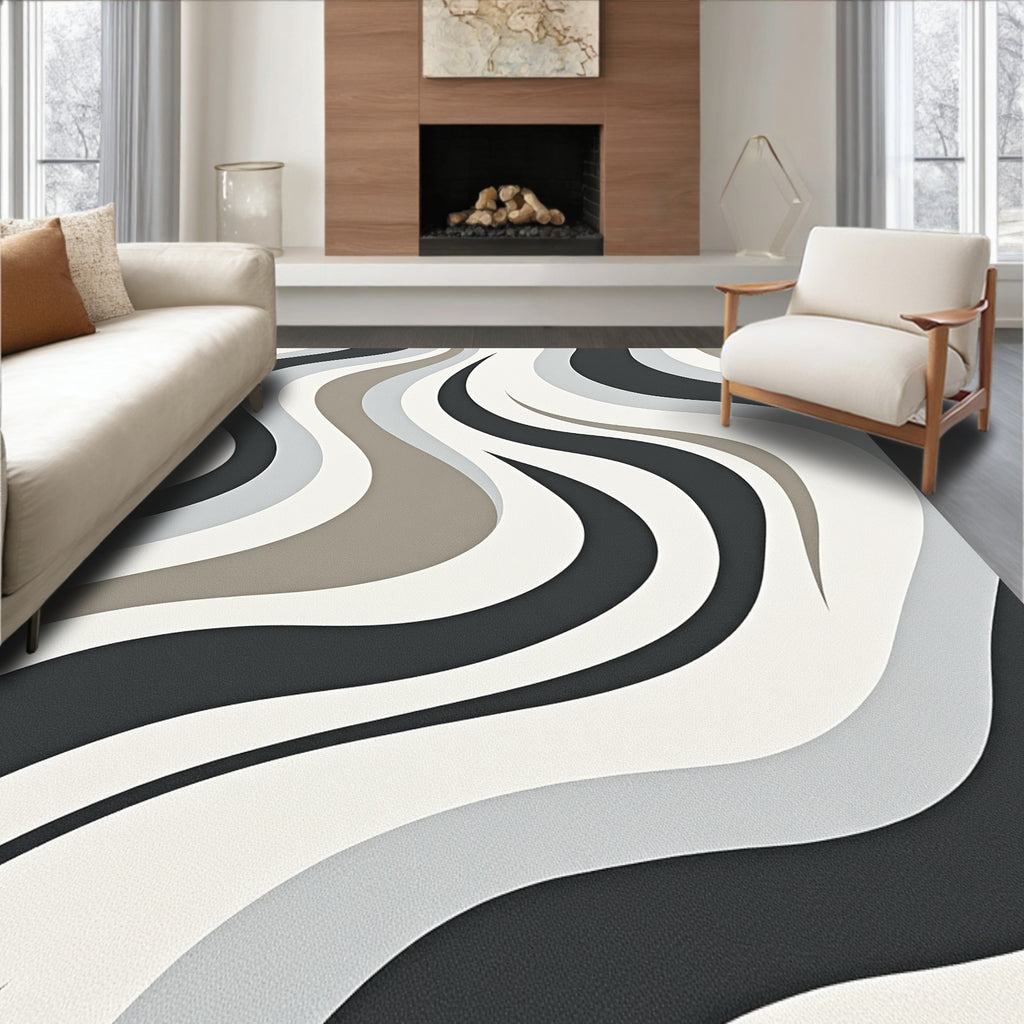 Abstract Swirl Neutral Color Rug