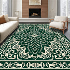 Elegant Green Botanical Medallion Rug