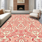 Elegant Red Swirls Floral Motif Rug