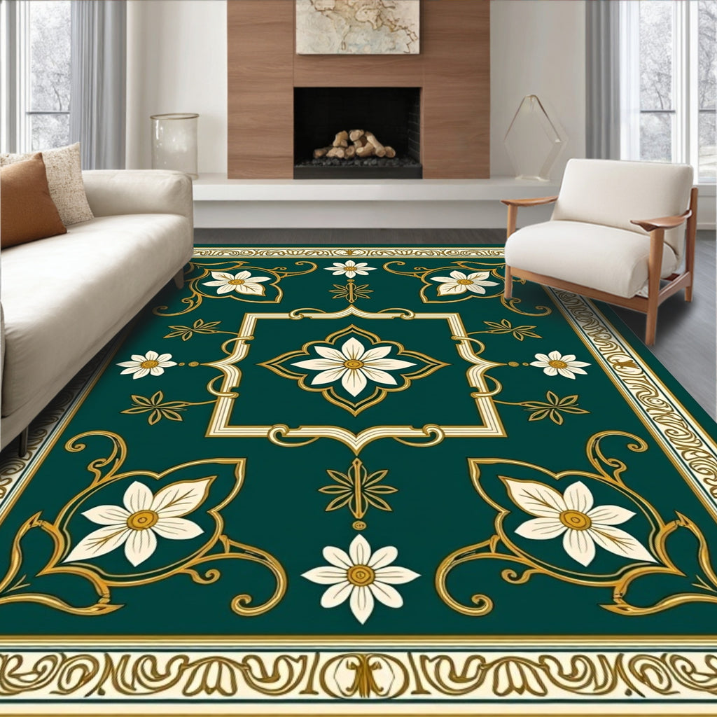 Elegant Floral Scrollwork Motif Rug