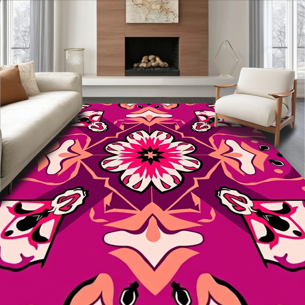 Vibrant Floral Medallion Pattern Rug
