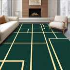Minimalist Teal Geometric Grid Design Rug