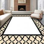 Contrasting Black Almond Geometric Pattern Rug