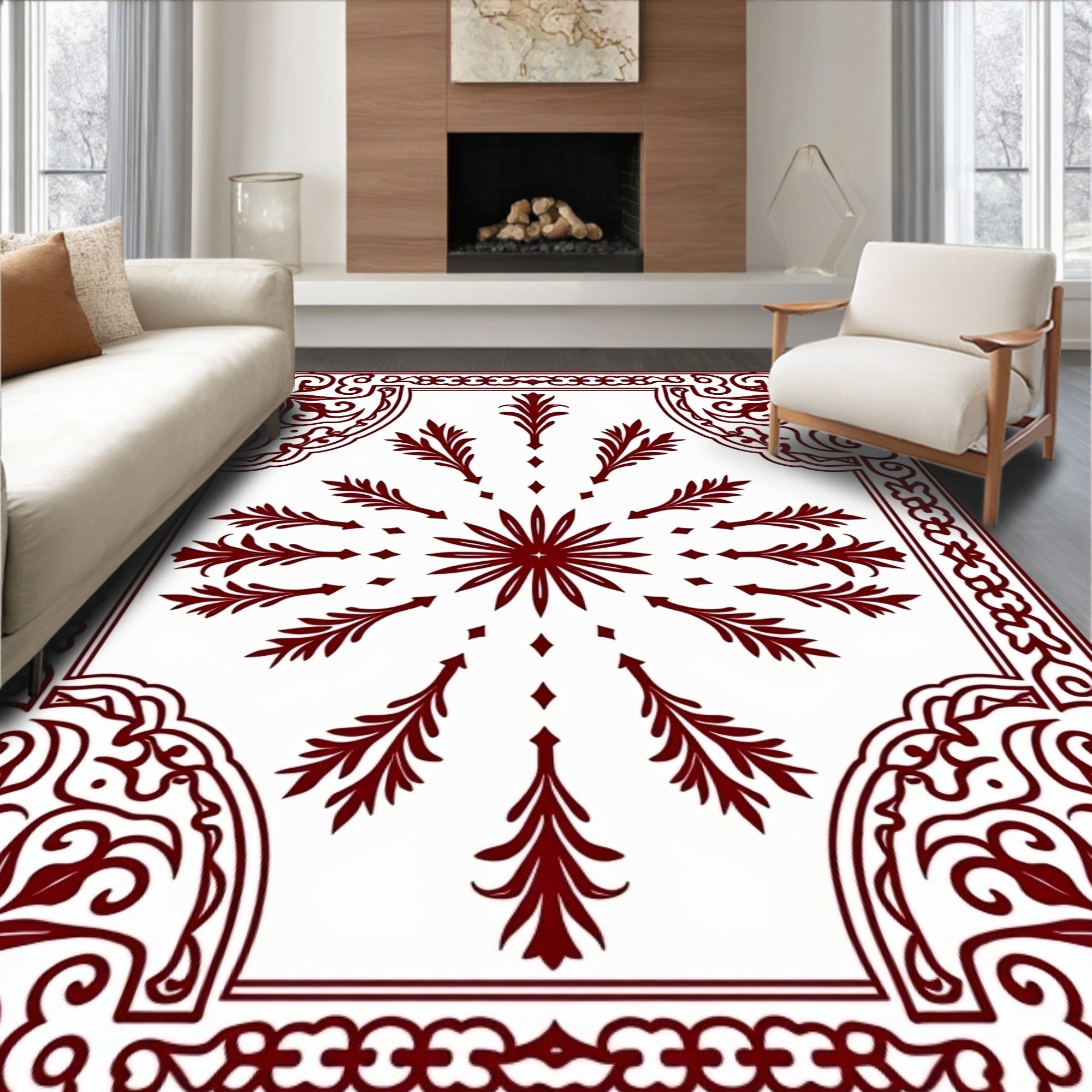 Ornate Floral Starburst Pattern Rug