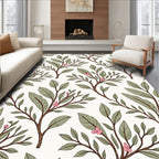 Botanical Branch With Pink Berries Pattern Rug