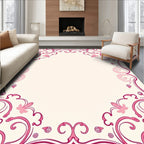 Elegant Pink Swirl Floral Design Rug