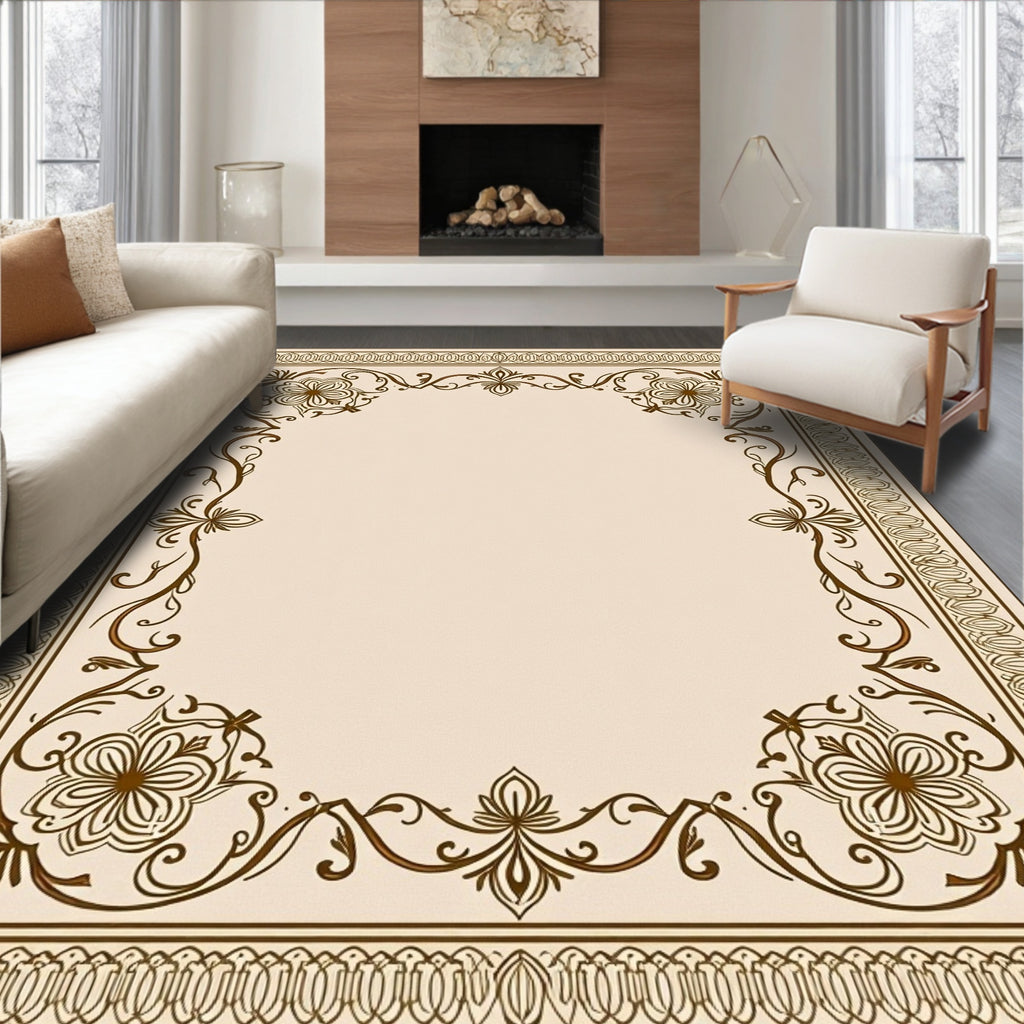 Elegant Floral Vine Border Design Rug