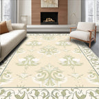 Pastel Cream Floral Crane Motif Rug