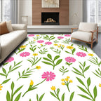 Pink Yellow Floral Spring Pattern Rug