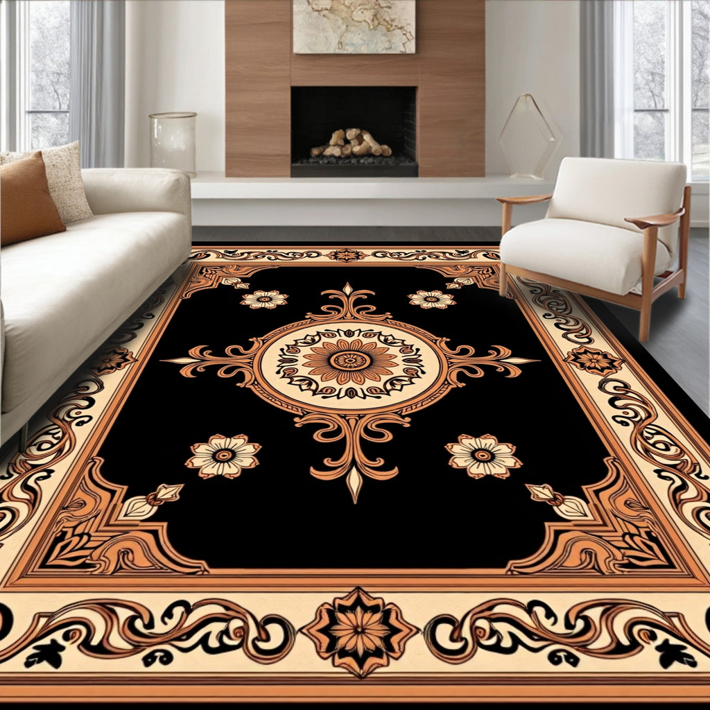 Ornate Floral Scrollwork With Central Medallion Rug