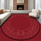 Elegant Red Floral Scroll Medallion Rug