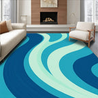 Flowing Blue Aqua Swirls Pattern Rug