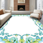 Ornate Floral Swirls Border Pattern Rug