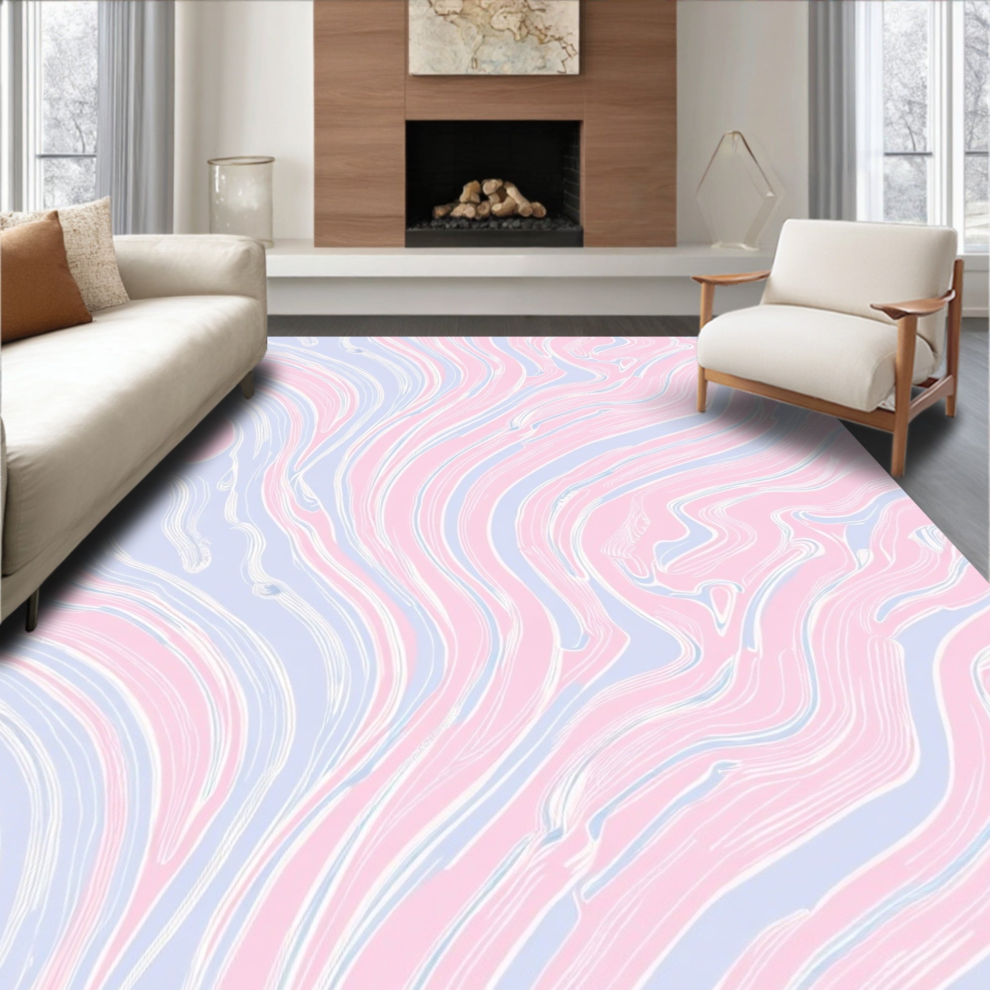 Pastel Marble Swirl Pattern Rug