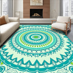 Green Teal Abstract Mandala Design Rug