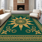 Elegant Gold Floral Sunburst Design Rug