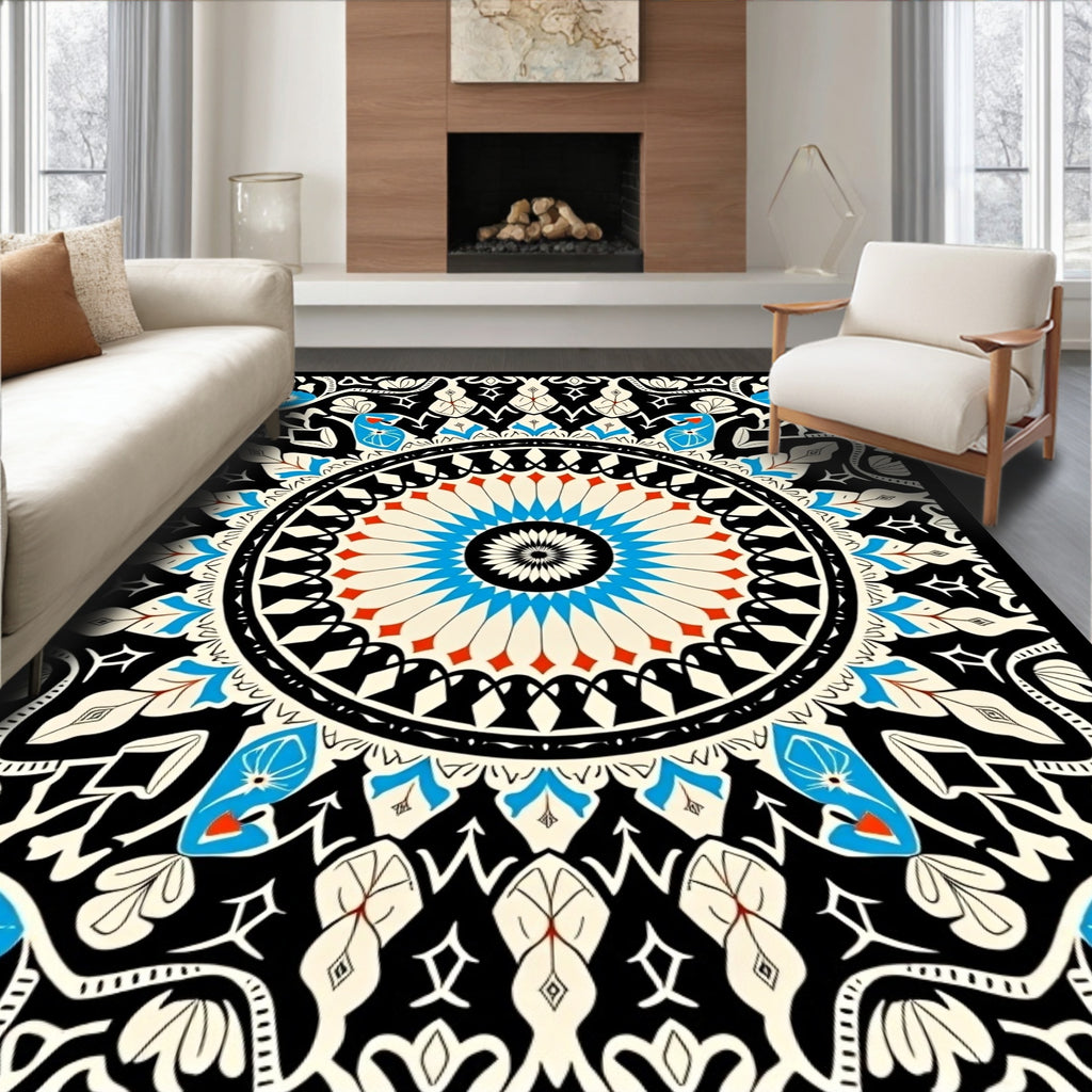 Bold Floral Mandala Pattern Rug