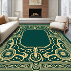 Ornate Golden Floral Border Design Rug