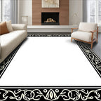 Ornate Abstract Floral Border Design Rug