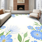 Blue Daisy Floral Nature Design Rug