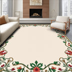 Vintage Floral Vine Border Design Rug