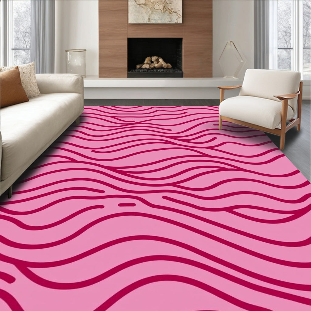 Pink Waves Pattern Rug
