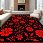 Red Floral Vine Pattern Rug