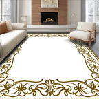 Ornate Floral Scrollwork Border Design Rug