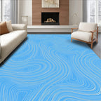 Abstract Blue White Swirl Pattern Rug