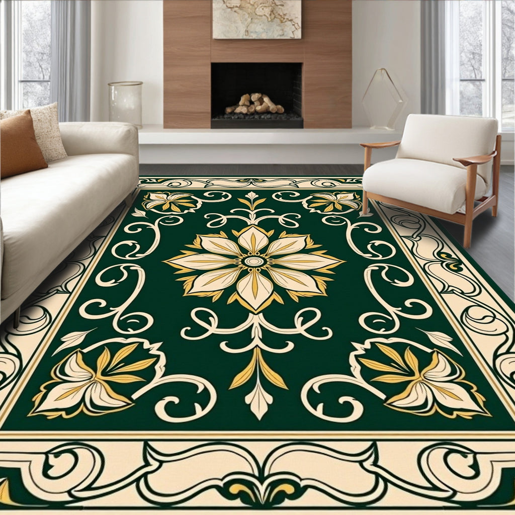 Intricate Floral Scrollwork Pattern Rug
