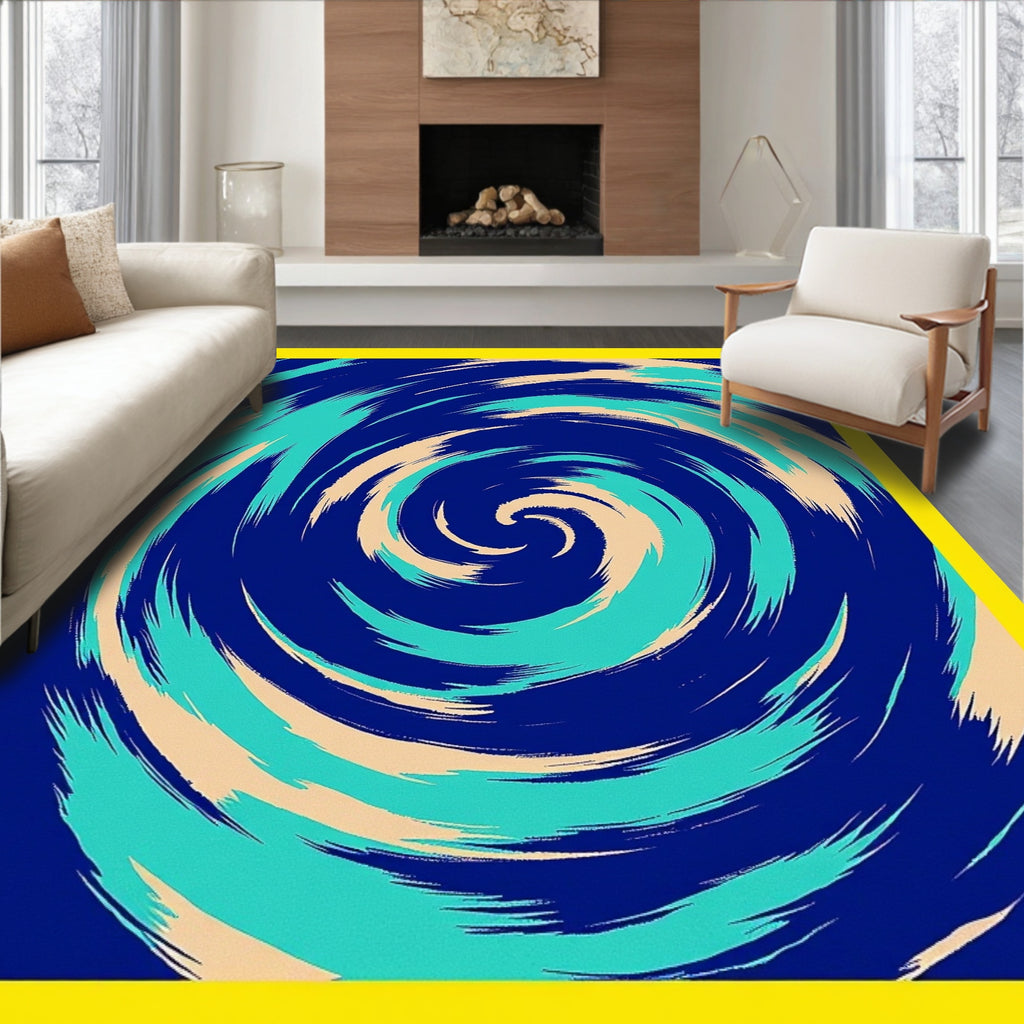 Abstract Swirl Dynamic Brushstrokes Rug