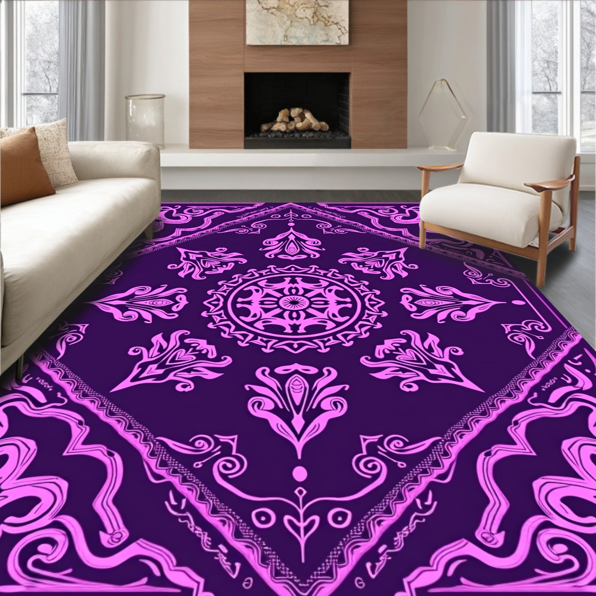 Elegant Floral Patterned Design Rug