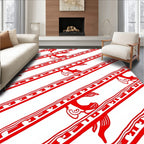 Bold Red Graphic Dragon Stripe Rug