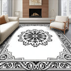 Elegant Black and White Mandala Rug