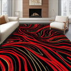 Striking Red Gold Swirl Pattern Rug