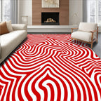 Crimson Red Linear Flow Rug