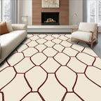 Crimson Geometric Network Pattern Rug