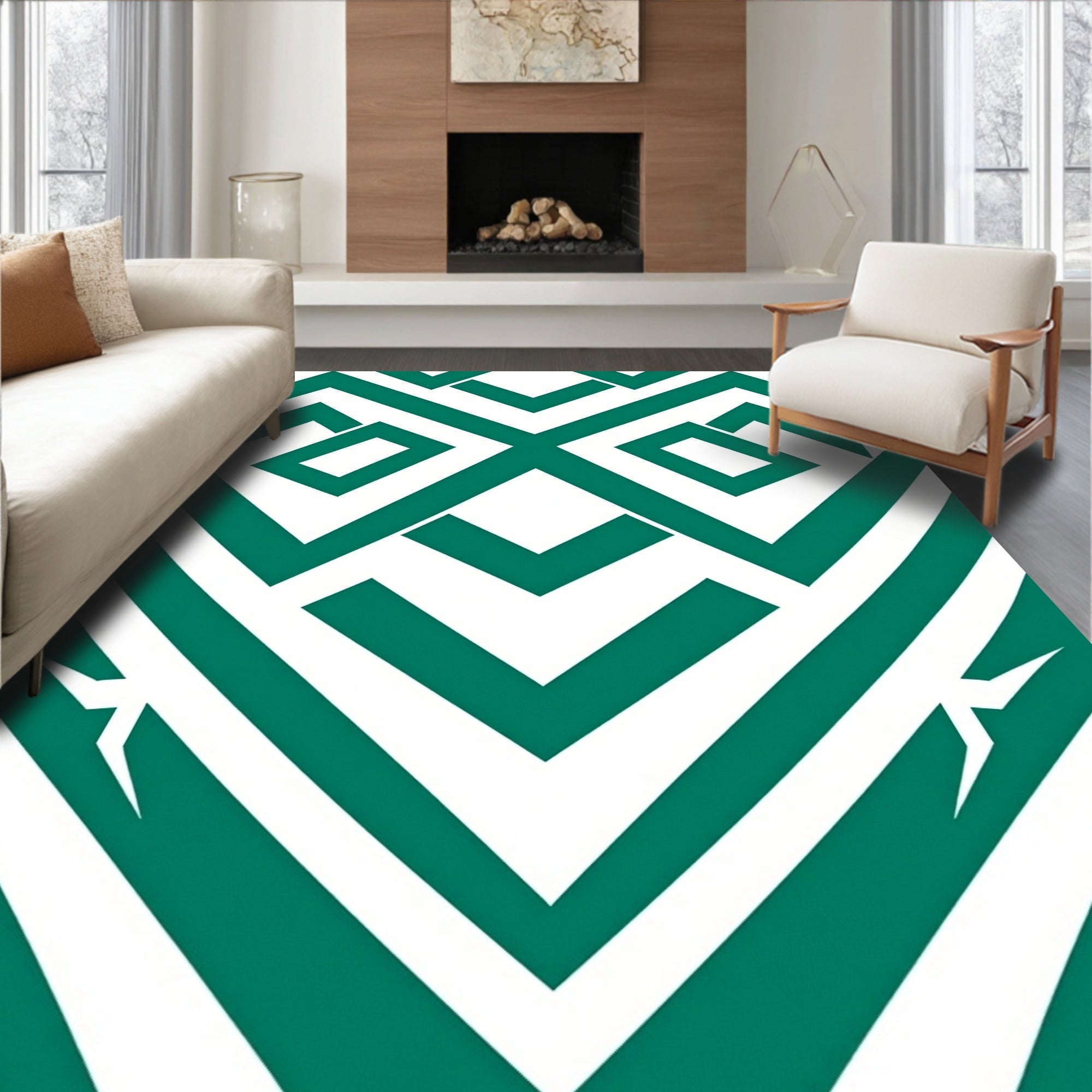 Geometric Face Pattern Rug