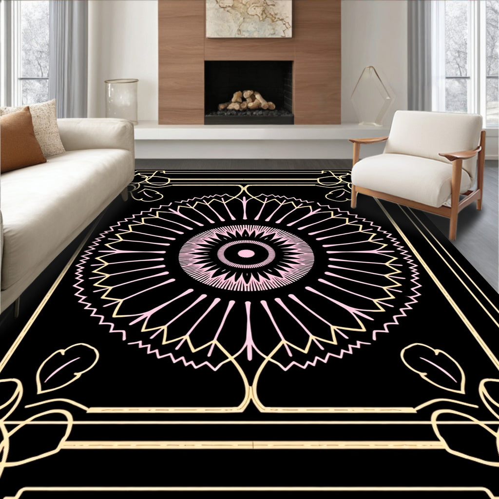 Art Deco Floral Sunburst Mandala Rug