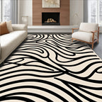 Abstract Wavy Black Line Pattern Rug
